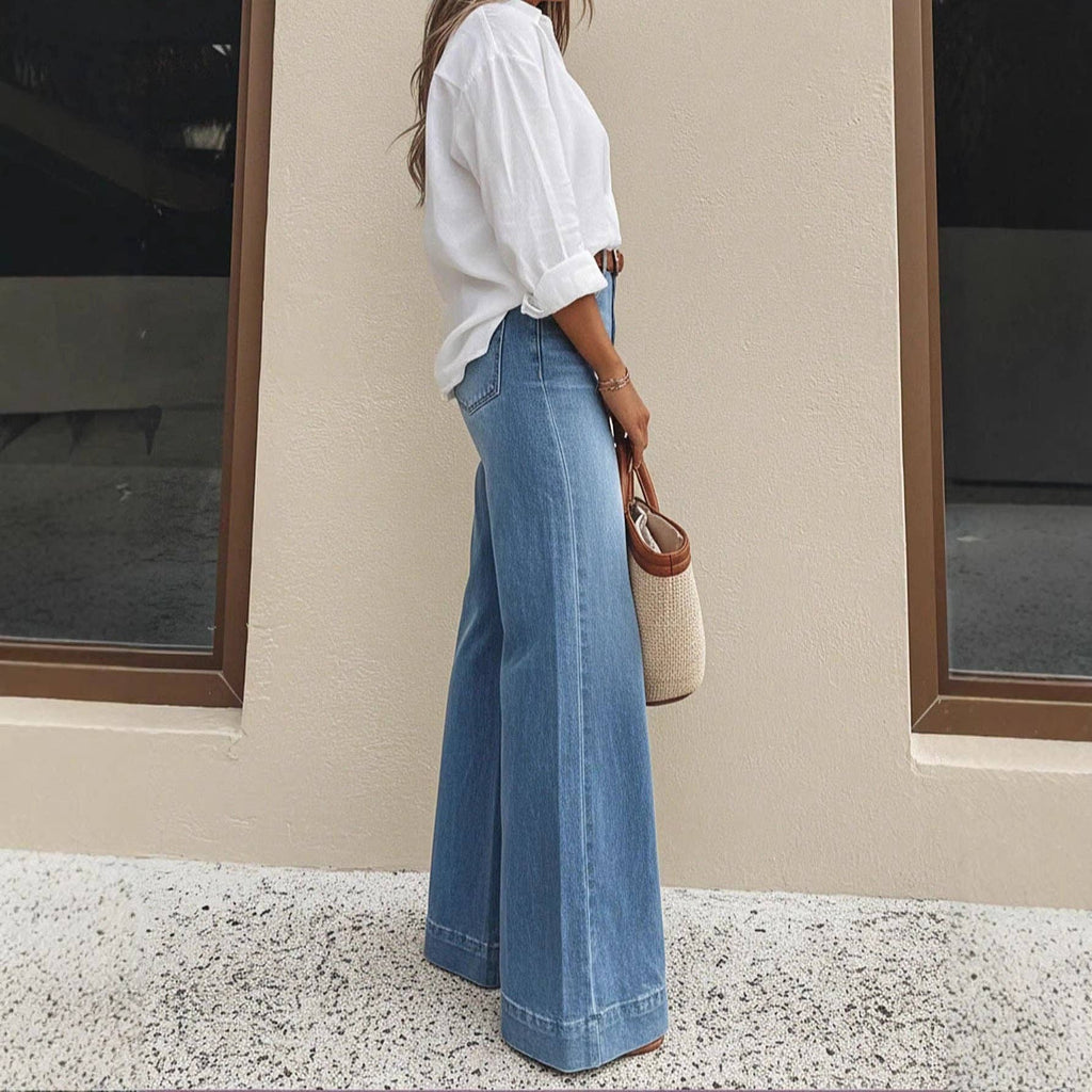Vintage Wash Wide-Leg Jeans