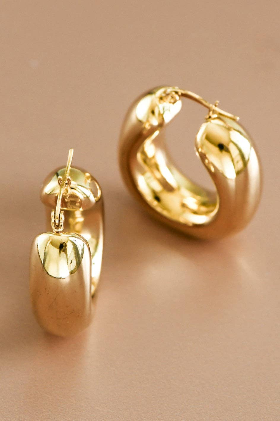 18K Gold Plated Waterproof Stainless Steel Hoop Earrings