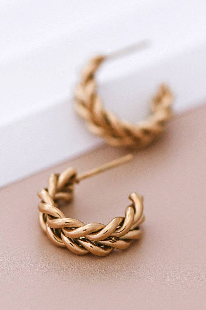 18K Gold Plated Waterproof Stainless Steel Hoop Earrings