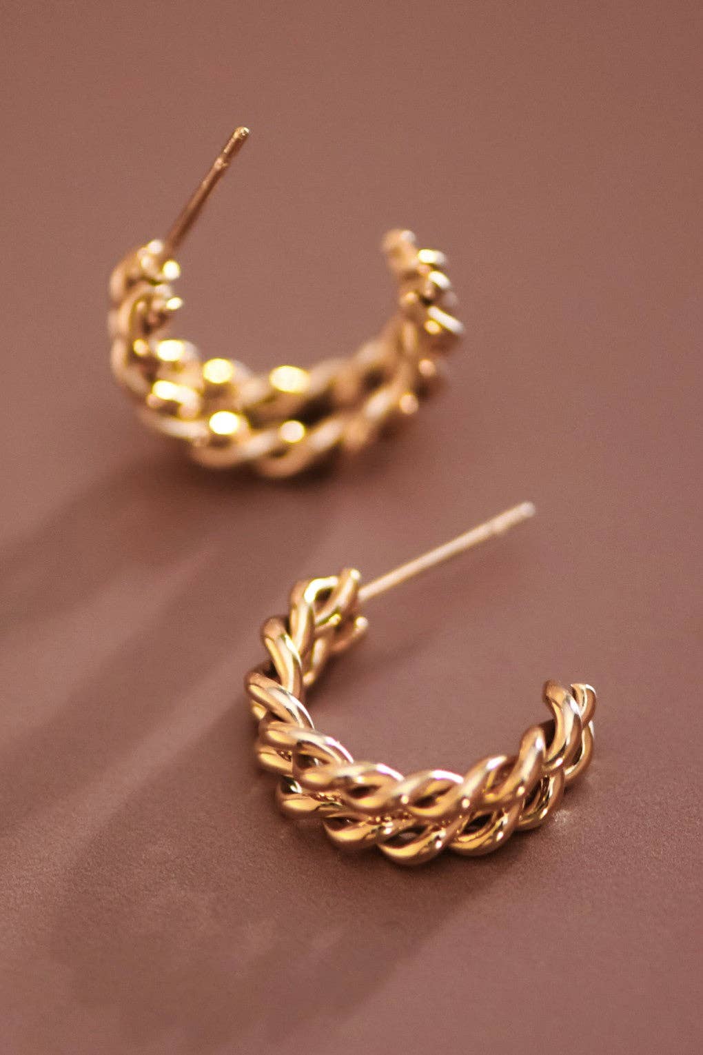 18K Gold Plated Waterproof Stainless Steel Hoop Earrings