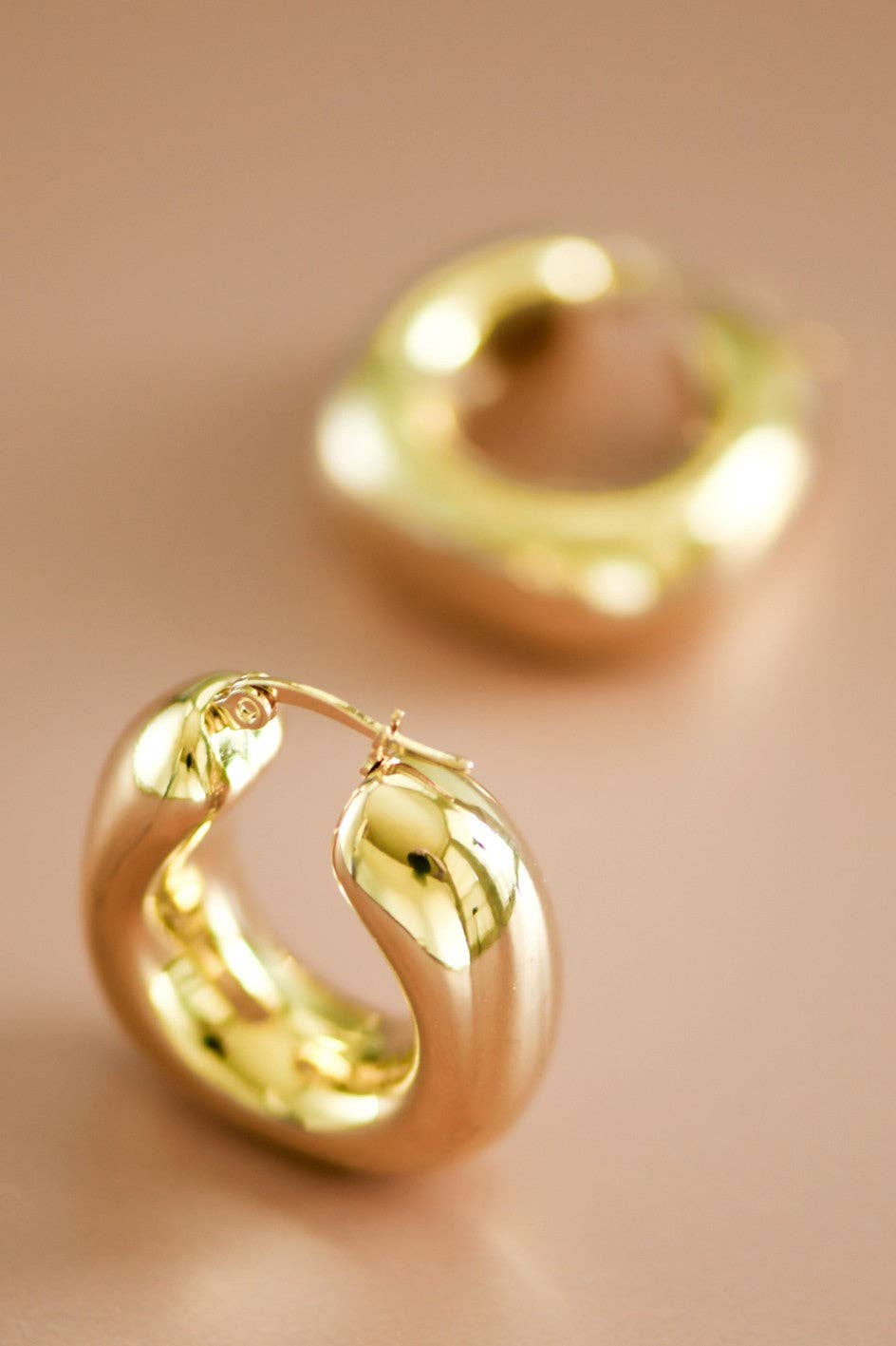 18K Gold Plated Waterproof Stainless Steel Hoop Earrings