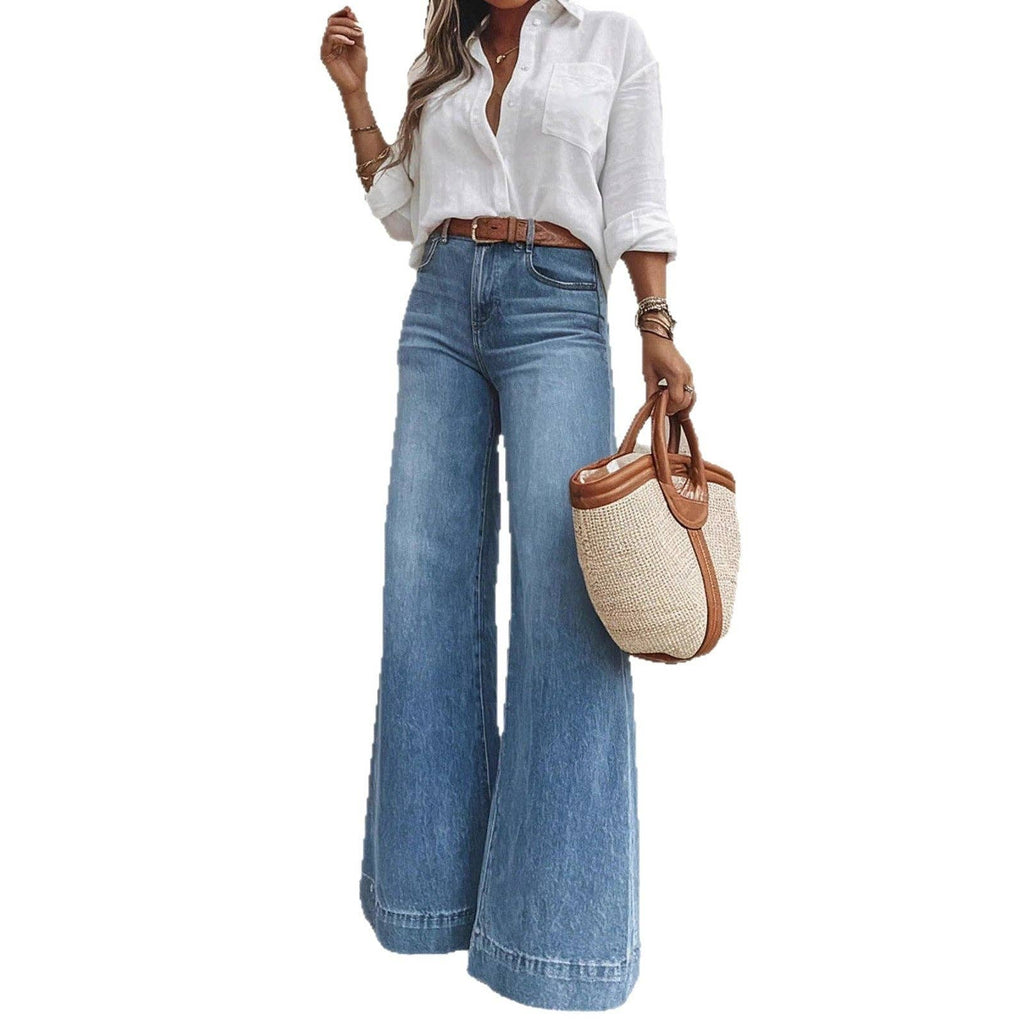 Vintage Wash Wide-Leg Jeans