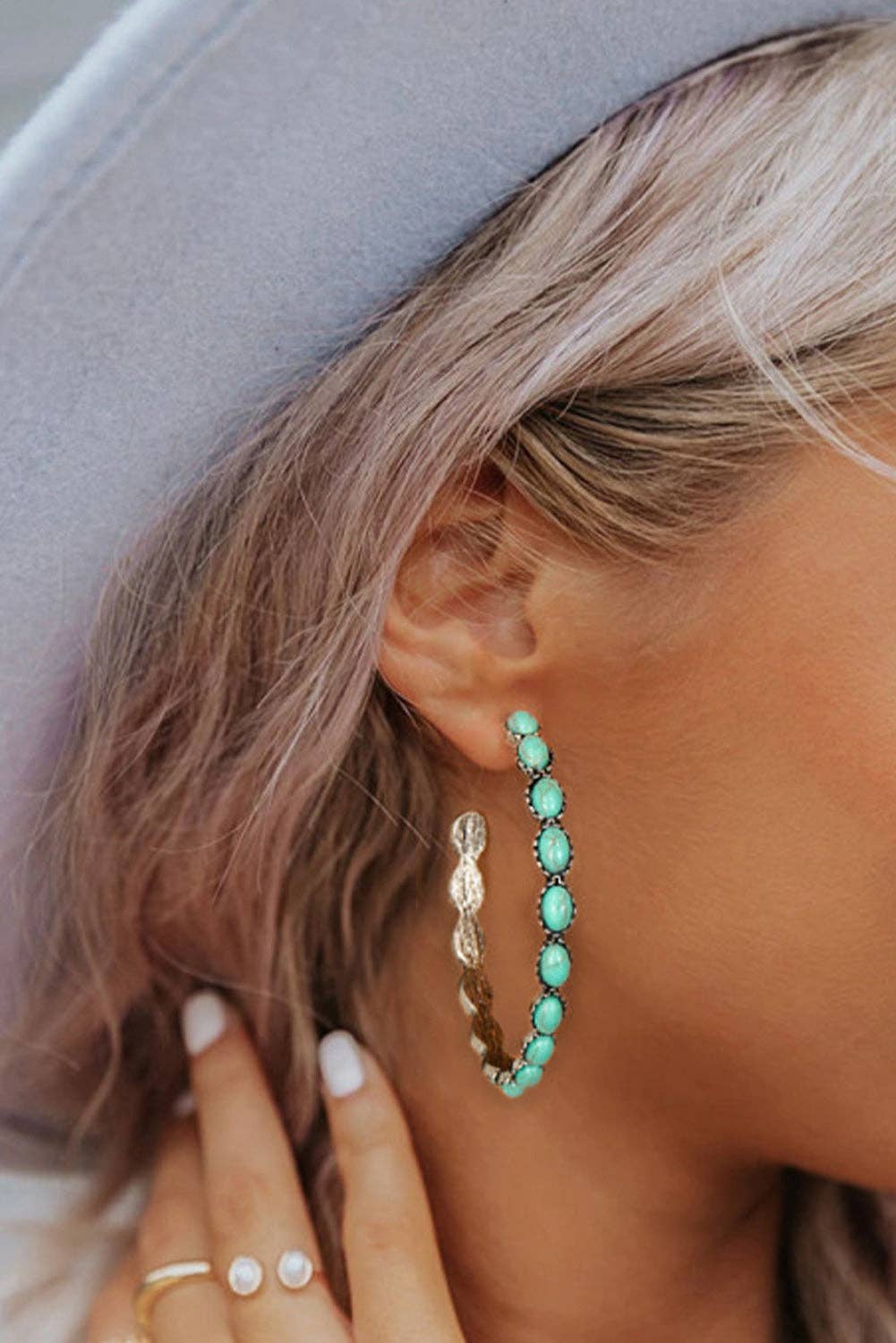 Gem Retro C-shape Earrings