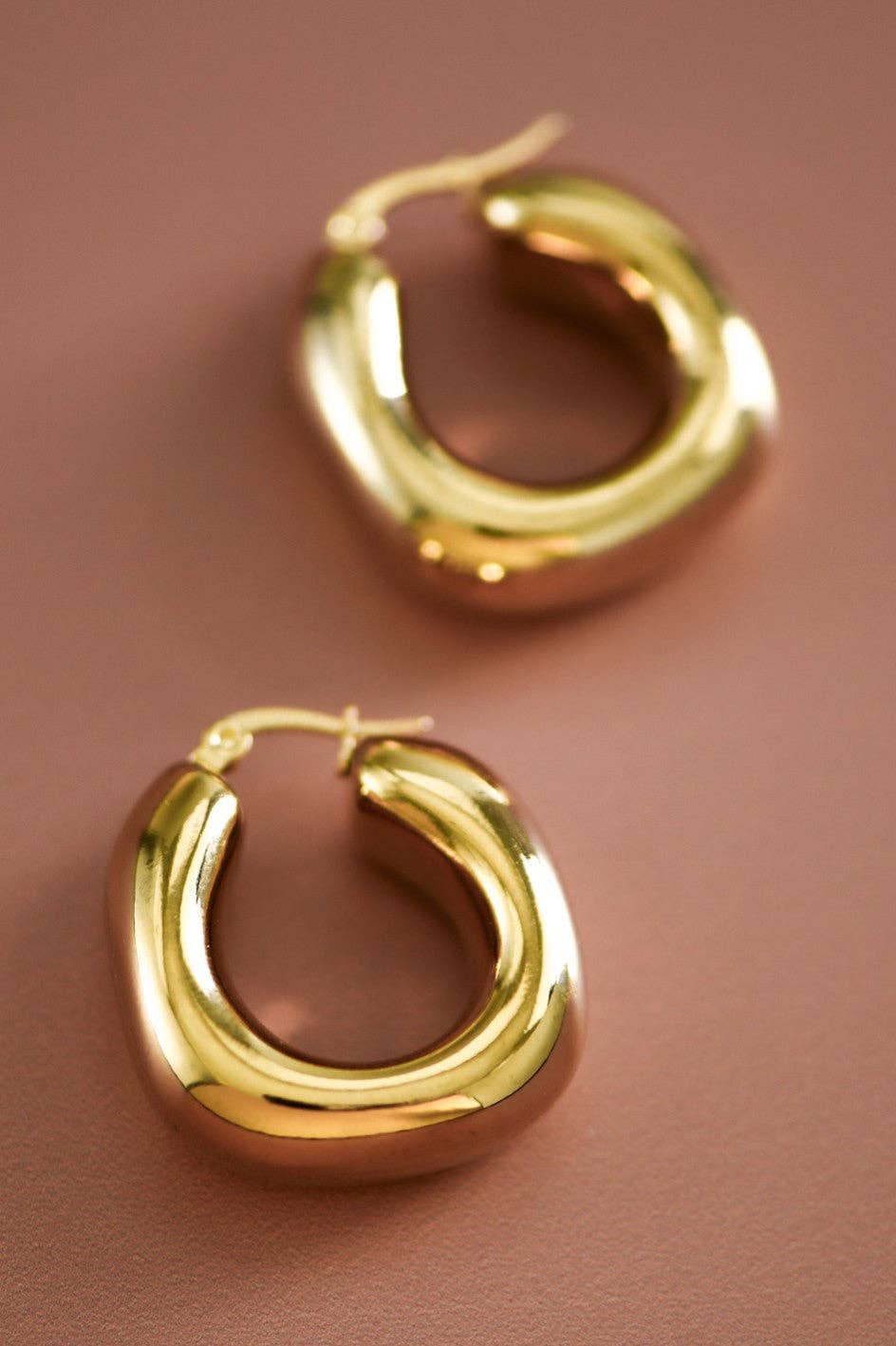 18K Gold Plated Waterproof Stainless Steel Hoop Earrings