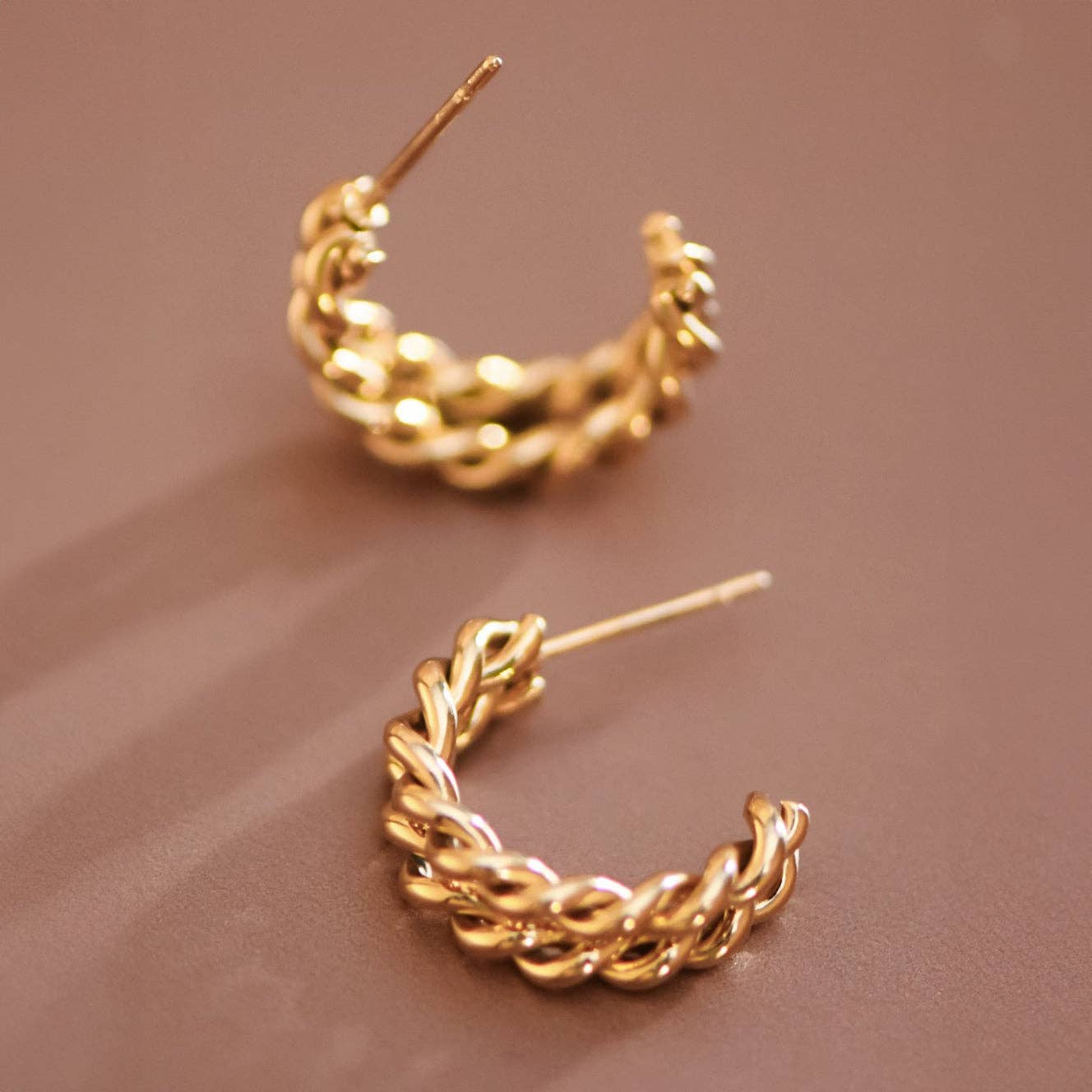 18K Gold Plated Waterproof Stainless Steel Hoop Earrings