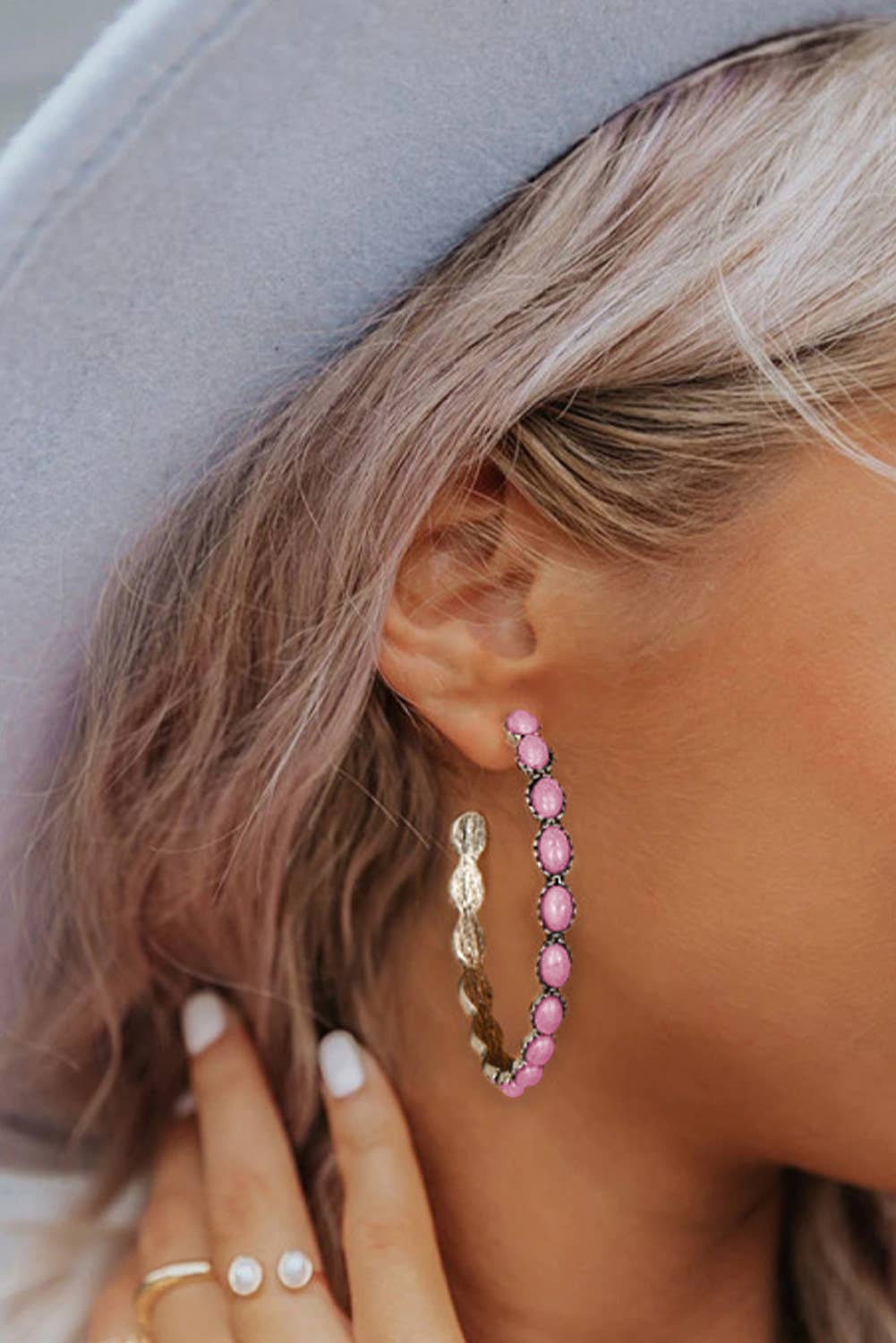 Gem Retro C-shape Earrings