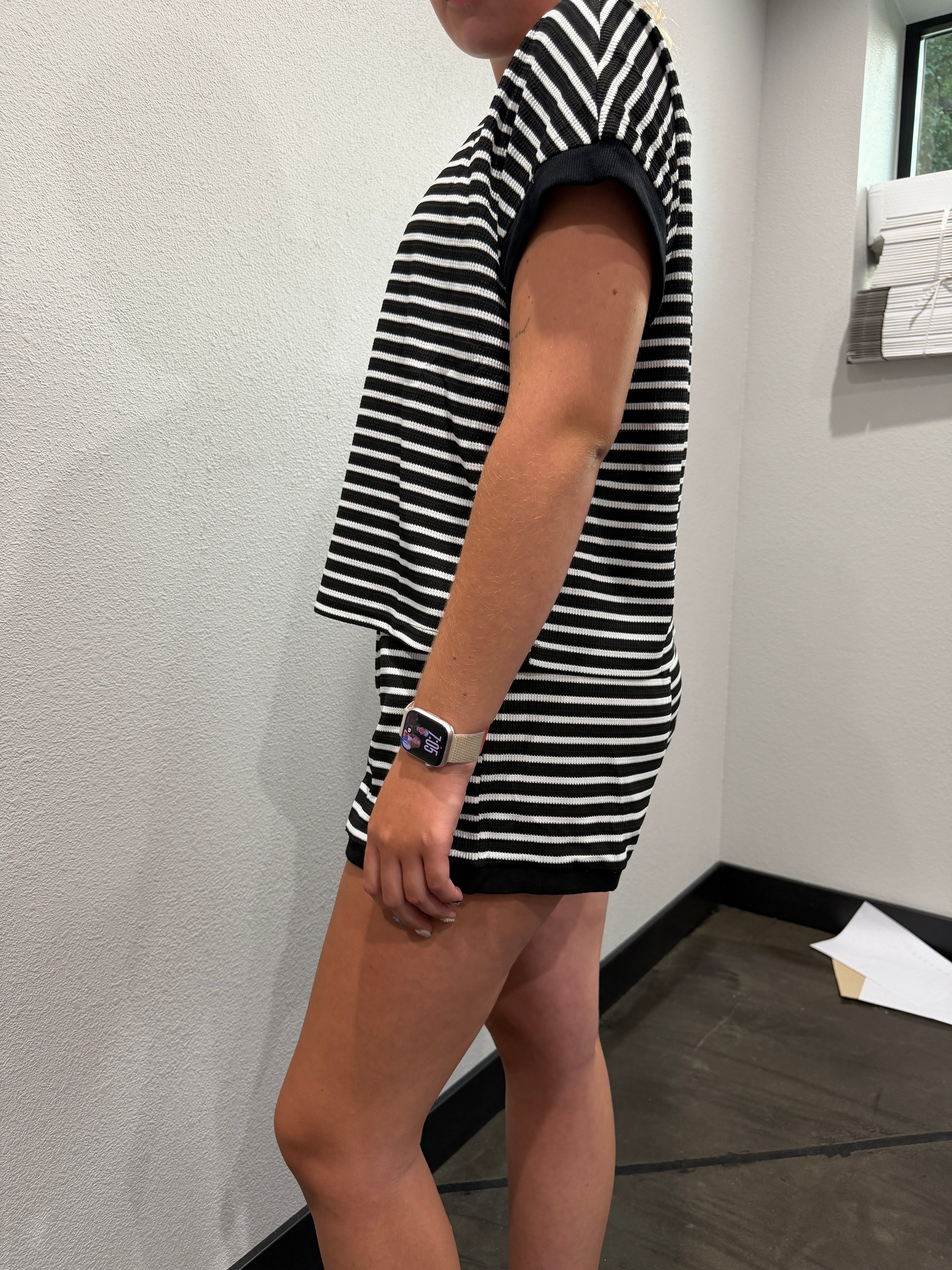 Striped Short Sleeve Top & Shorts Lounge Set