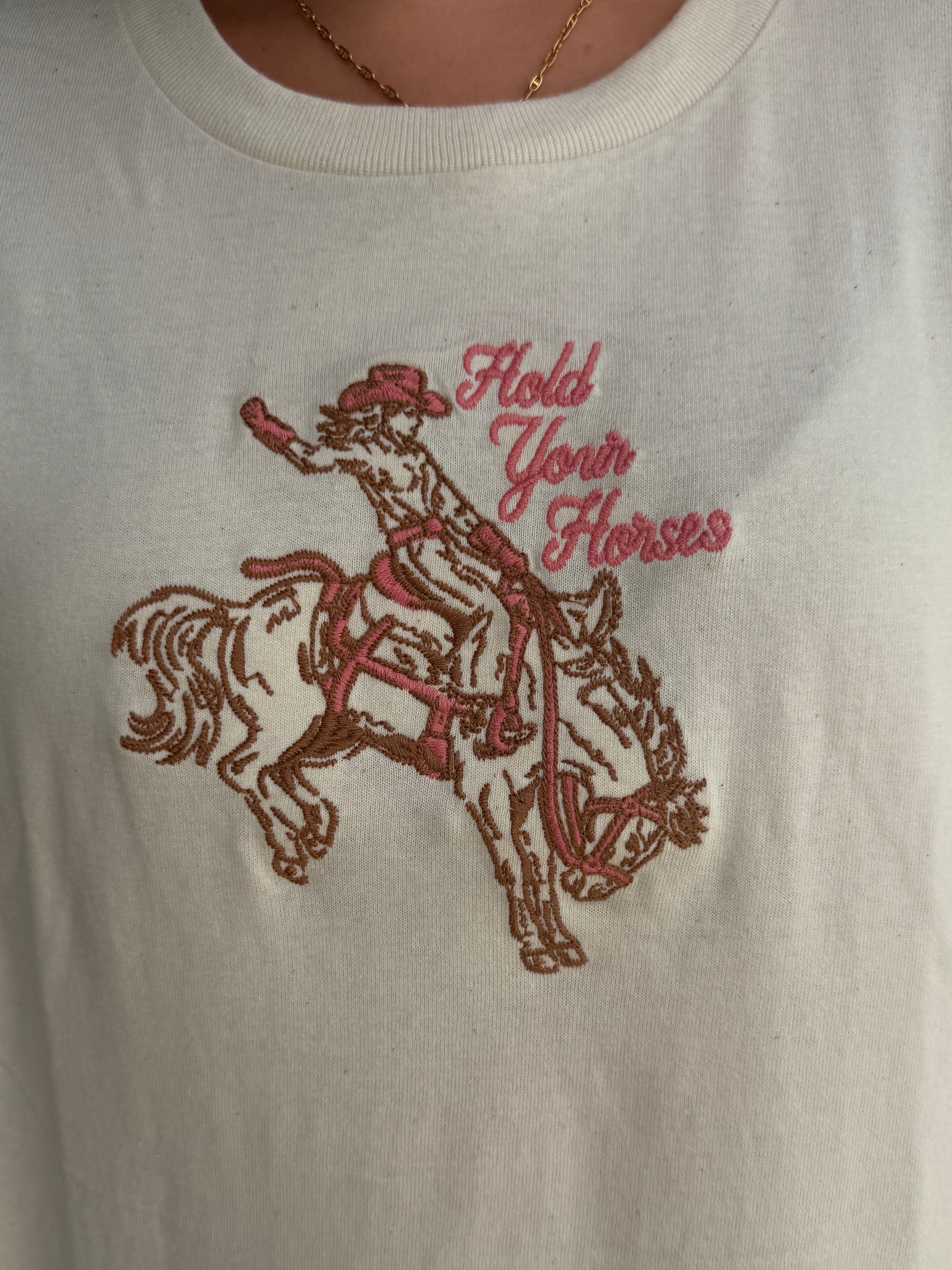Hold Your Horses Embroidered Oversized Tee