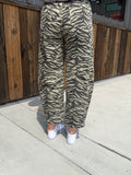 Zebra Stripe Printed Wide Leg Barrel Jeans