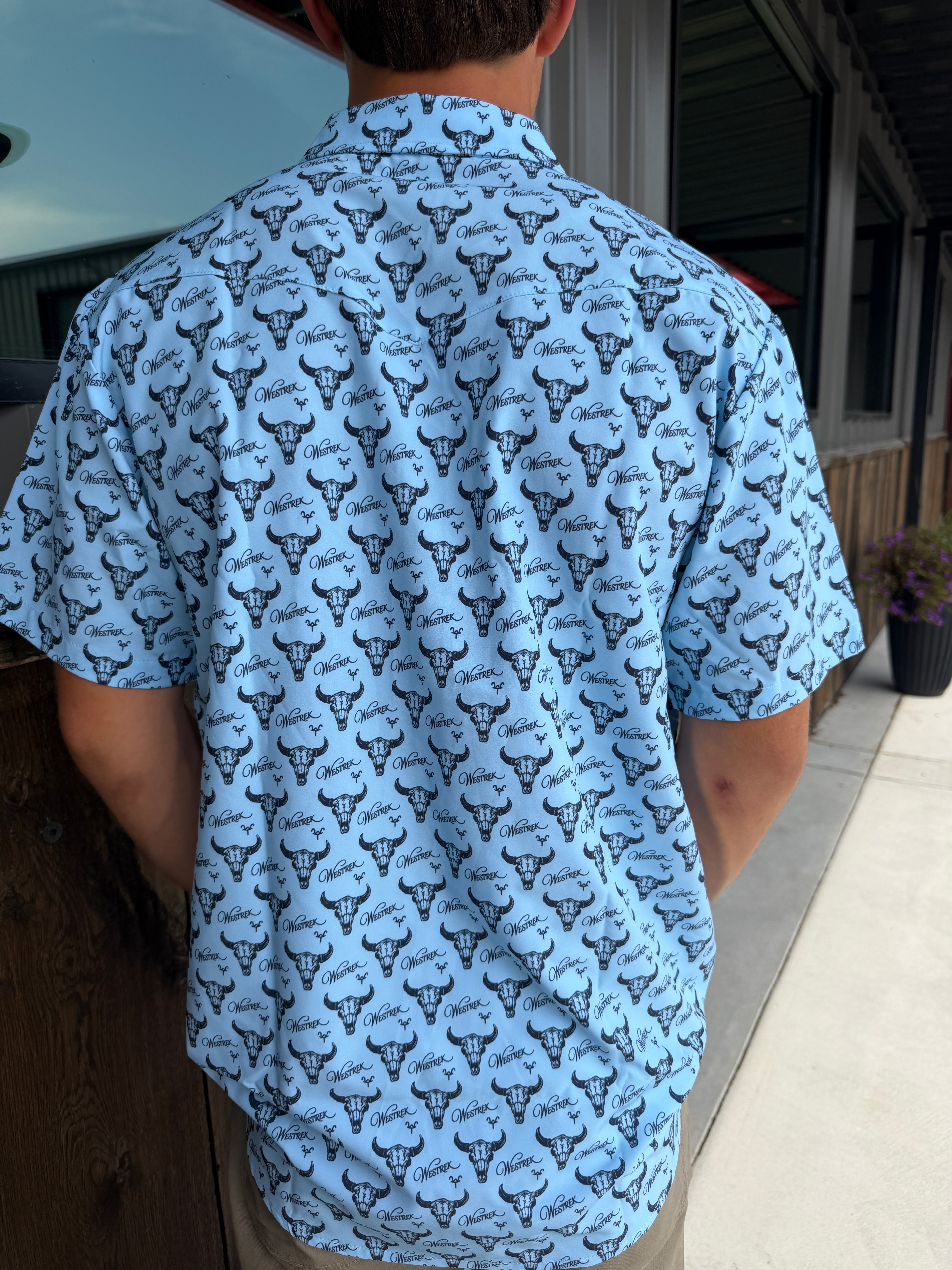 Light Blue Buffalo Pearl Snap
