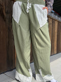 Vintage Western Lace Patchwork Drawstring Pants