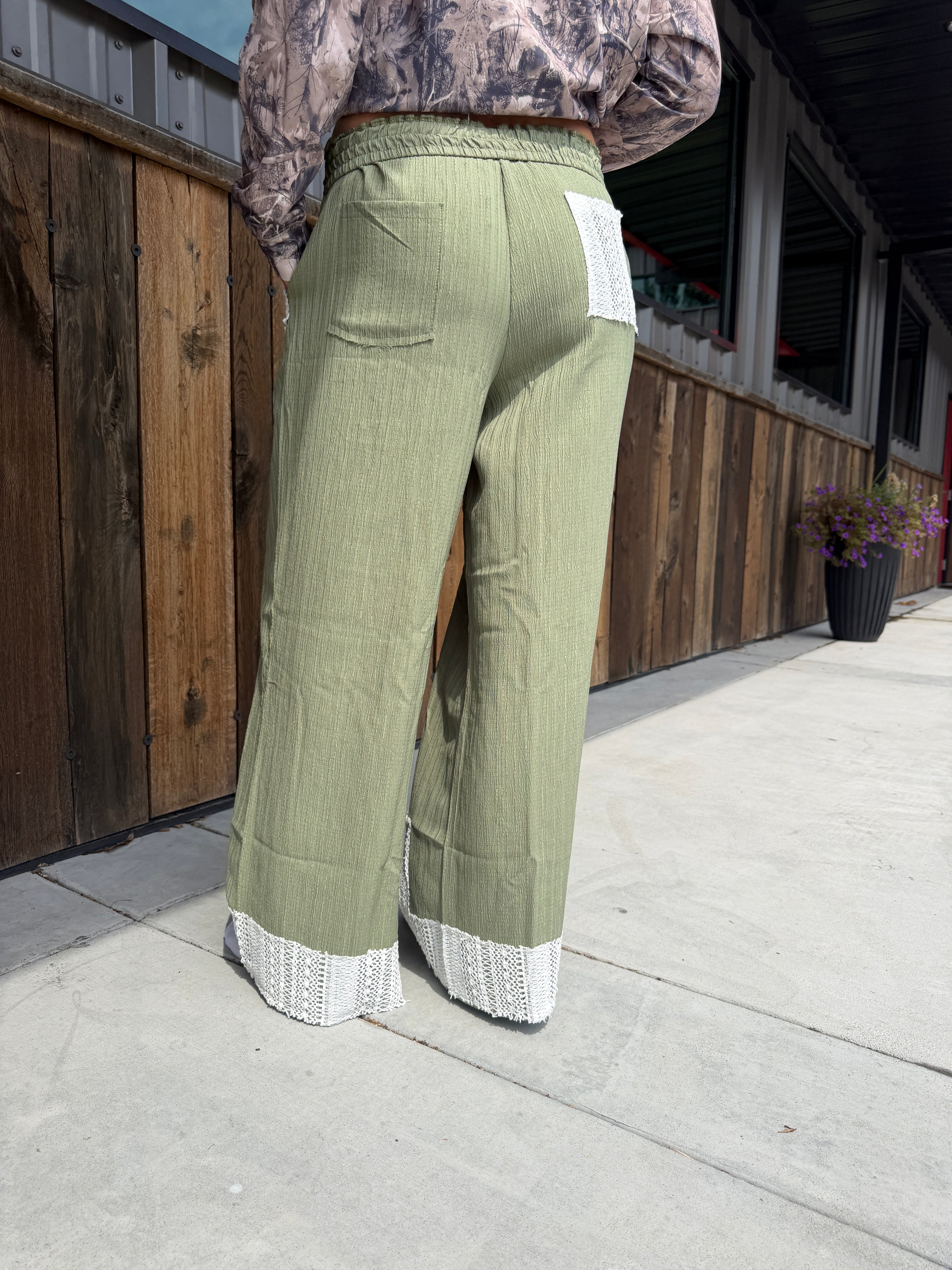 Vintage Western Lace Patchwork Drawstring Pants