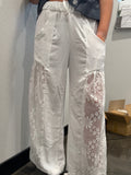 Lace Panel Boho High Waist Flowy Pants