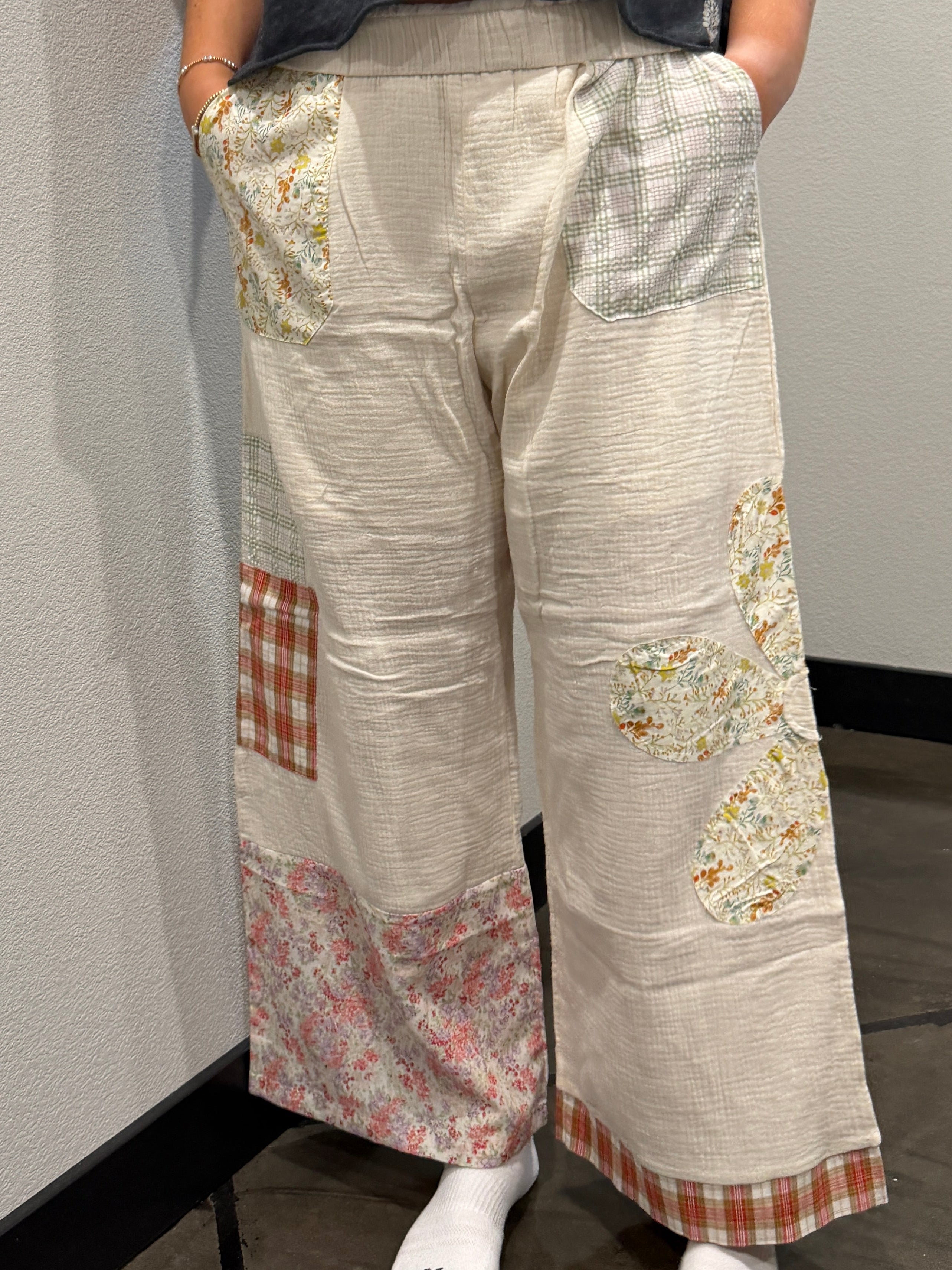Boho Patchwork Wide Leg Pants