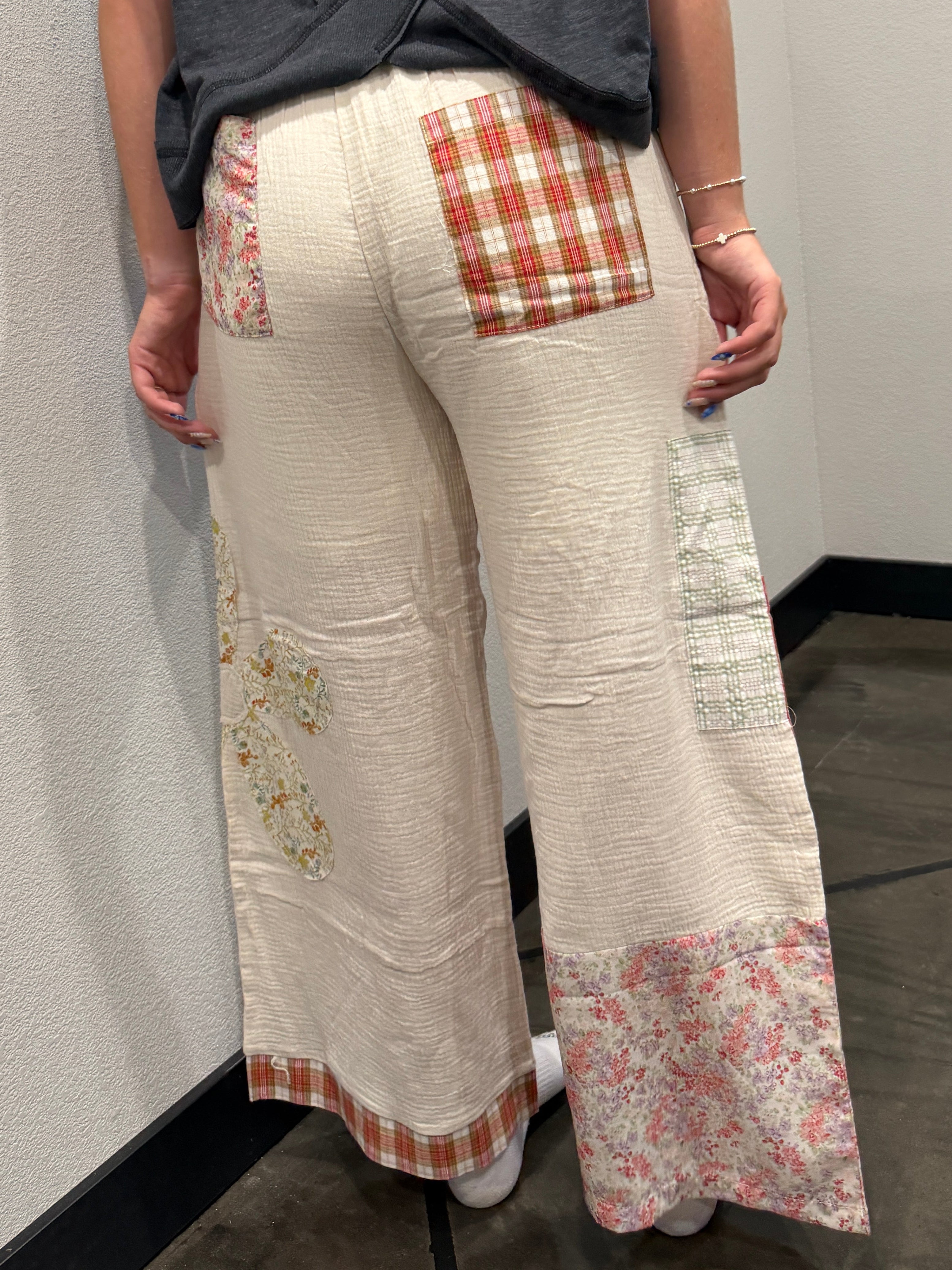 Boho Patchwork Wide Leg Pants