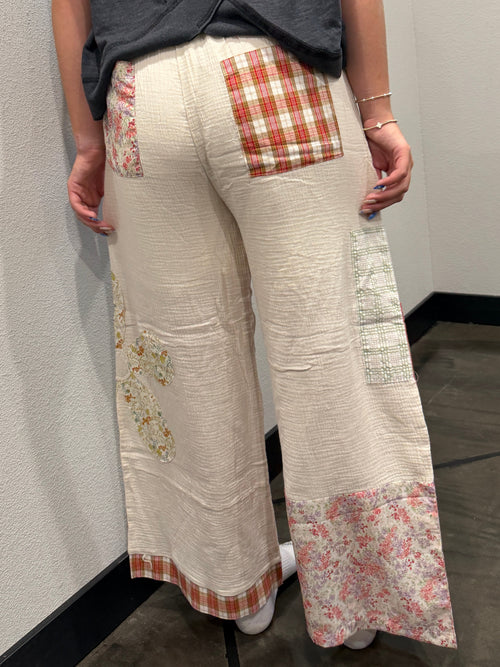 Boho Patchwork Wide Leg Pants