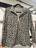 Leopard Corduroy Oversized Half Zip Sweatshirt
