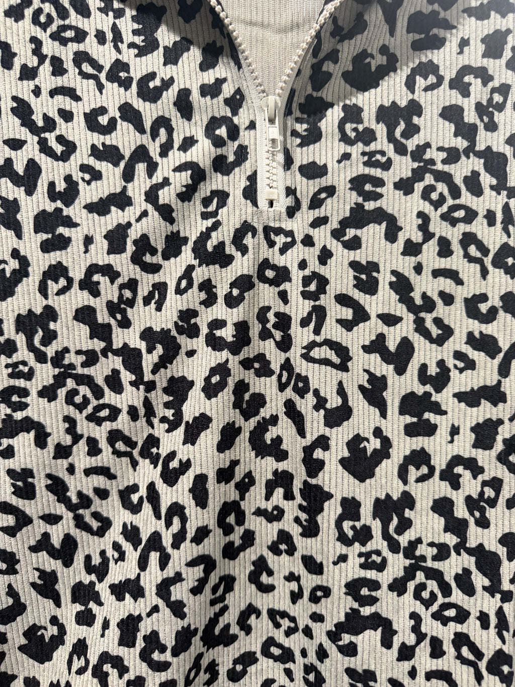Leopard Corduroy Oversized Half Zip Sweatshirt
