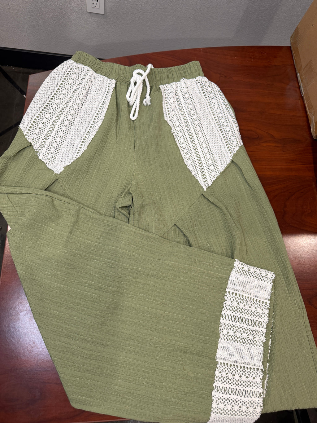 Vintage Western Lace Patchwork Drawstring Pants