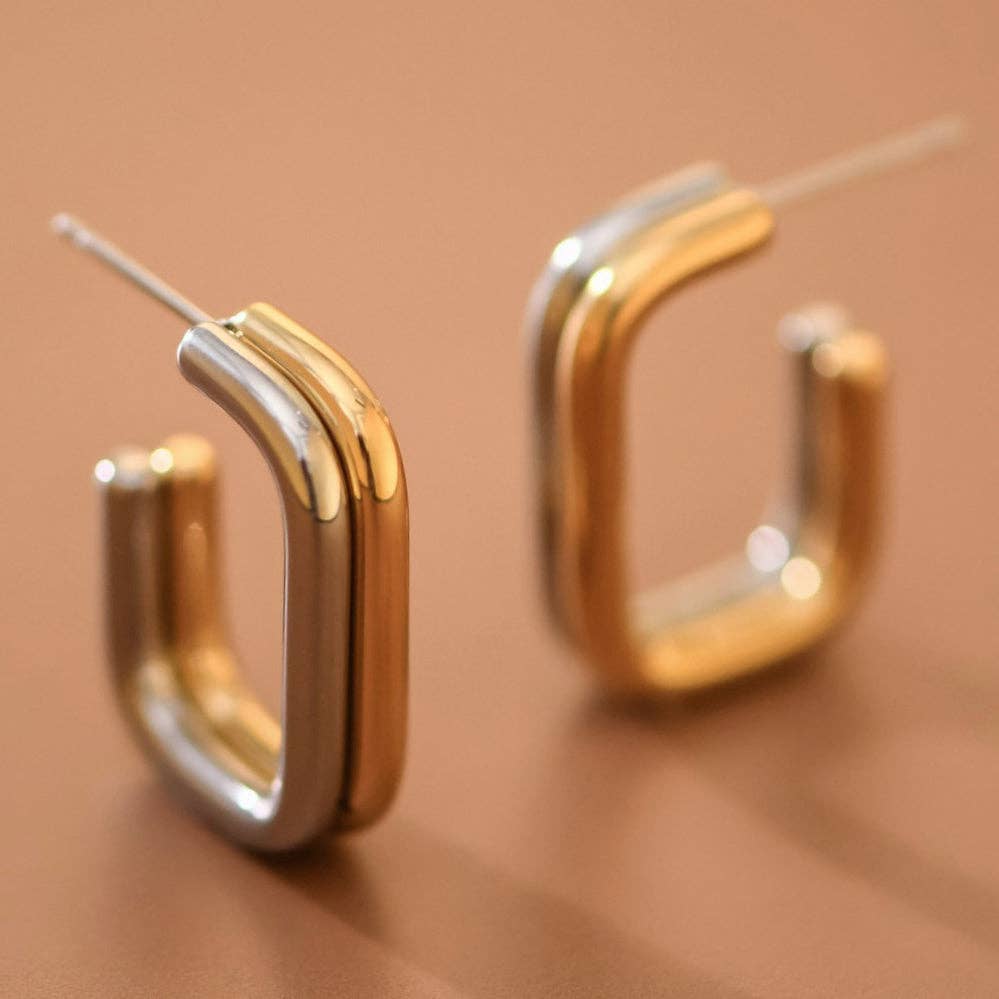 18K Gold PVD Plated Waterproof Stainless Steel Hoop Earrings