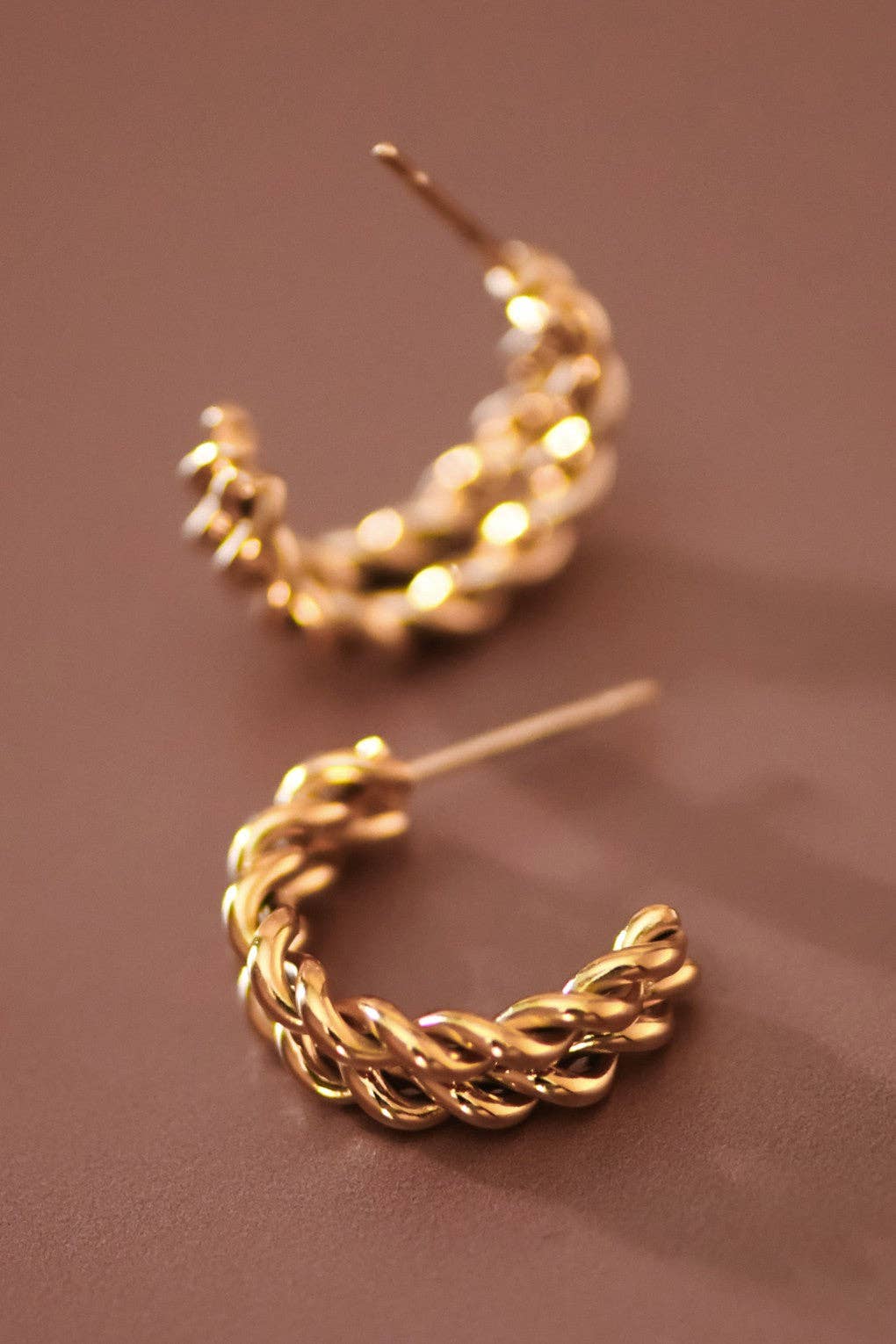 18K Gold Plated Waterproof Stainless Steel Hoop Earrings