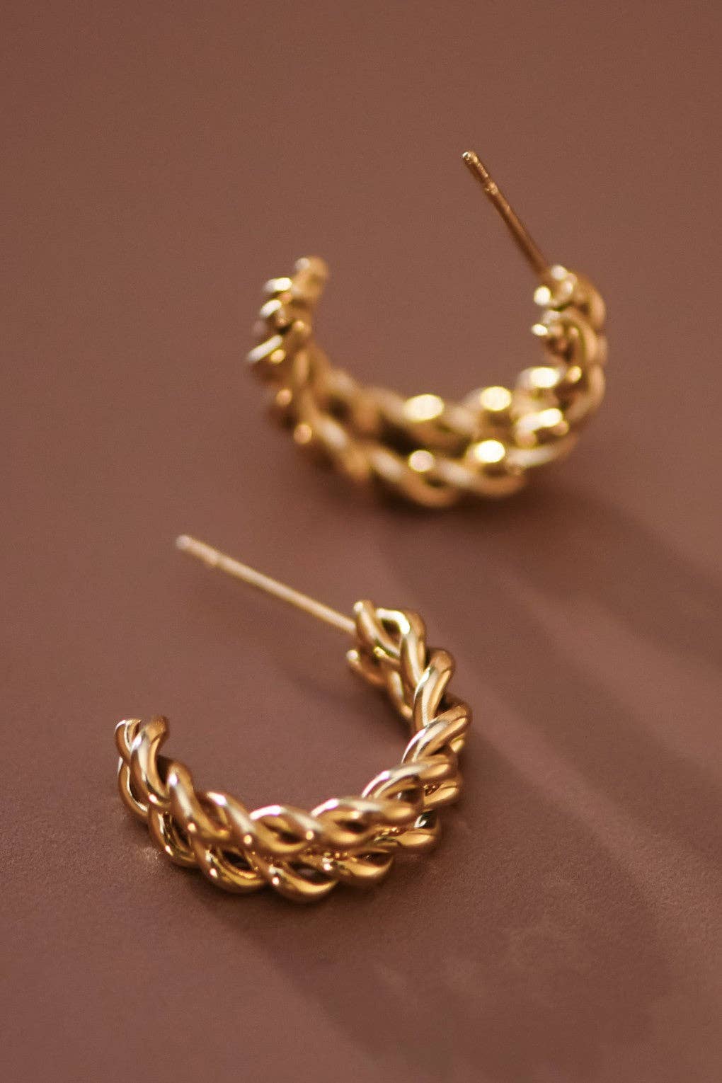 18K Gold Plated Waterproof Stainless Steel Hoop Earrings
