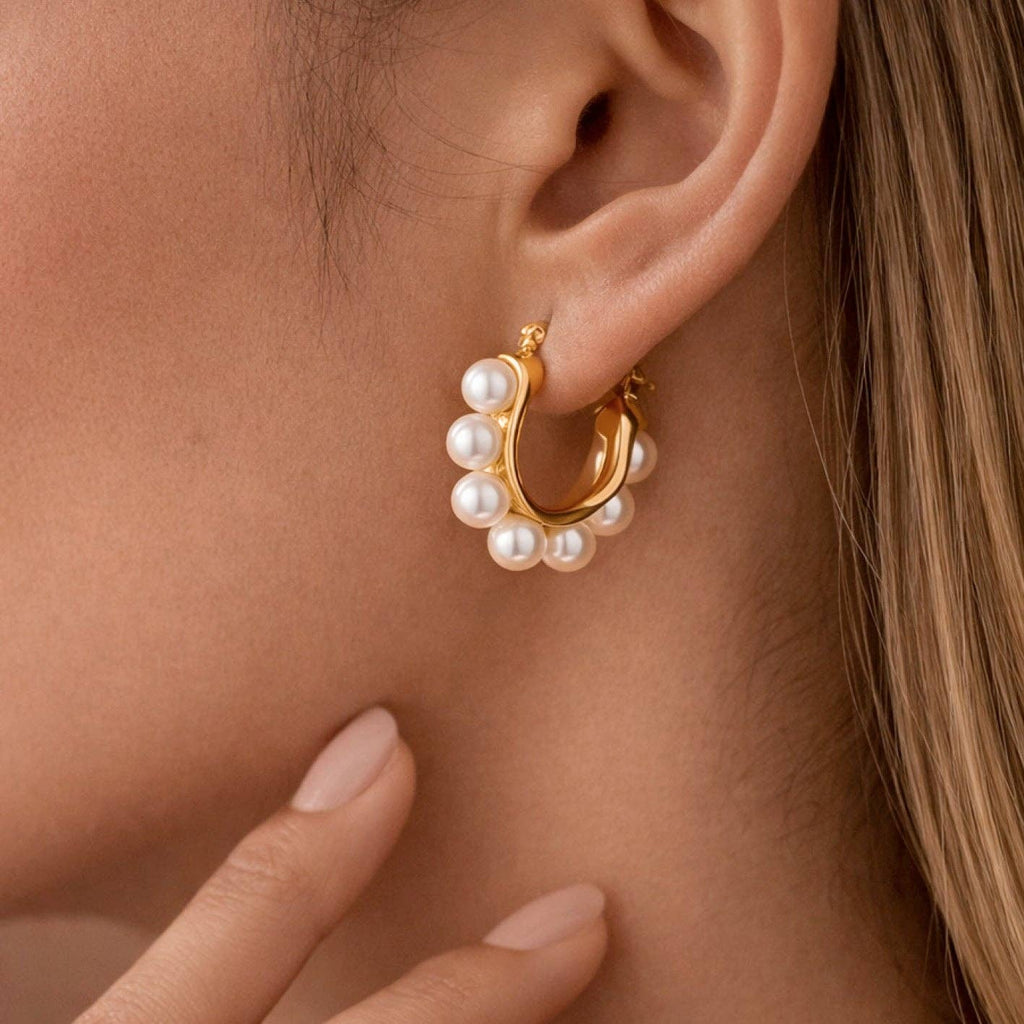 18K Gold Plated Waterproof Stainless Steel Hoop Earrings