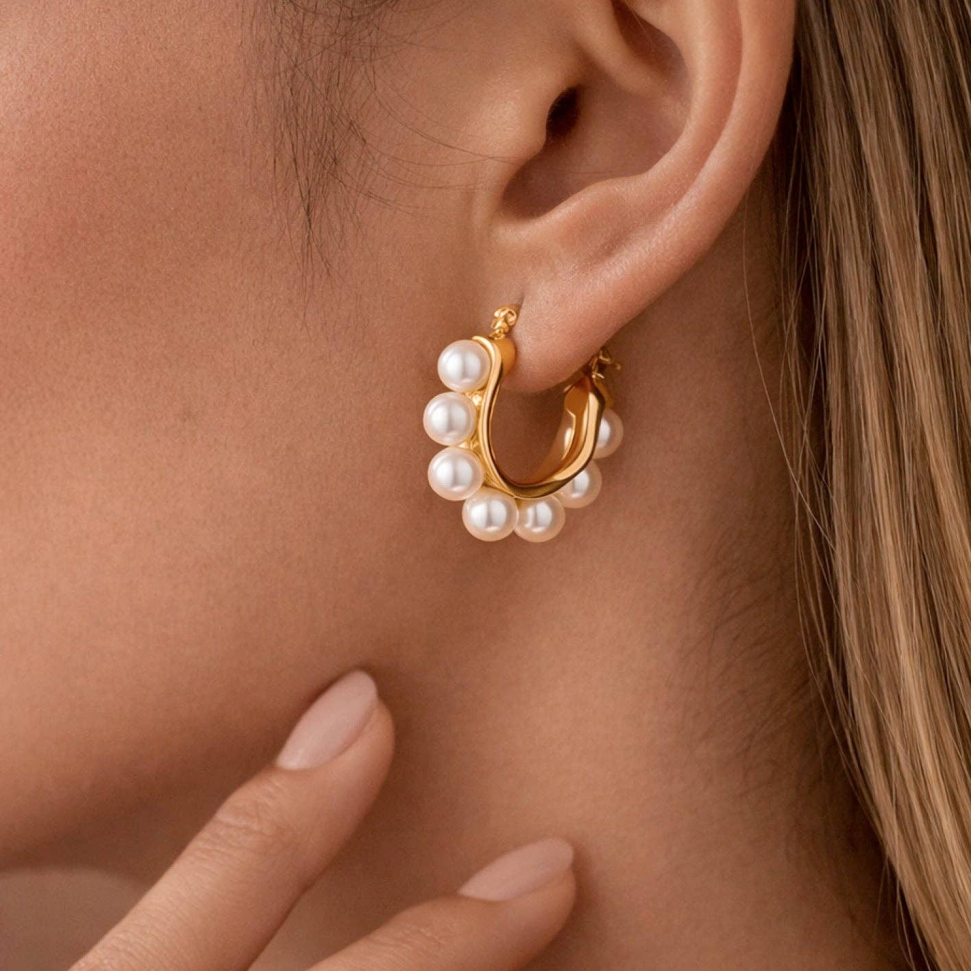 18K Gold Plated Waterproof Stainless Steel Hoop Earrings