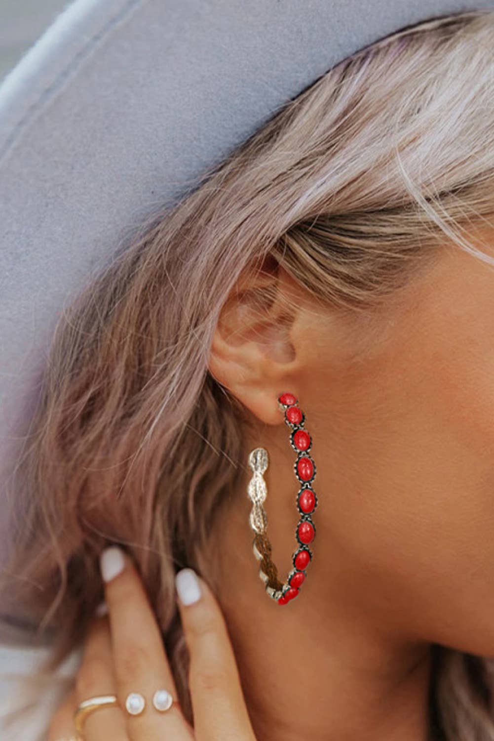 Gem Retro C-shape Earrings