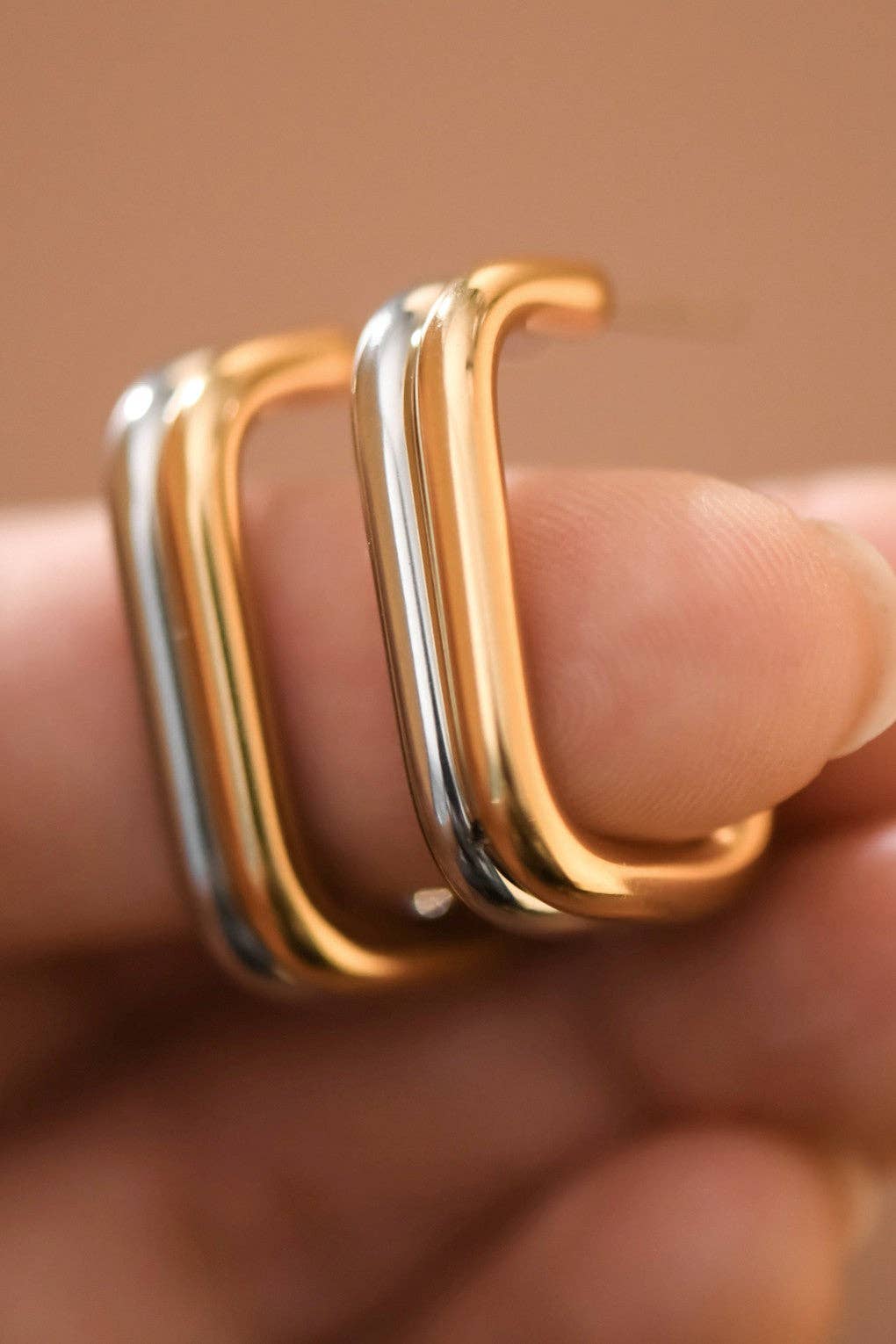 18K Gold PVD Plated Waterproof Stainless Steel Hoop Earrings